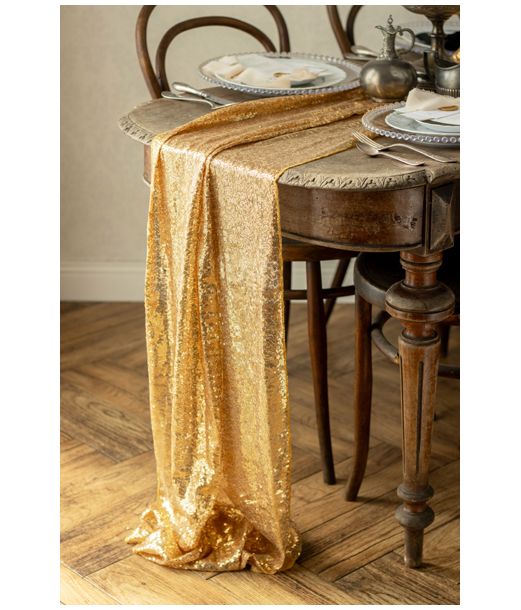 Guld paillet bordløber 0,3 x 5 m
