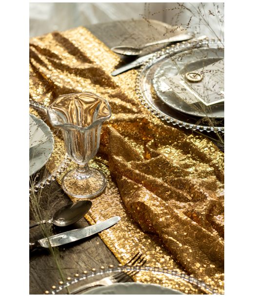 Guld paillet bordløber 0,3 x 5 m
