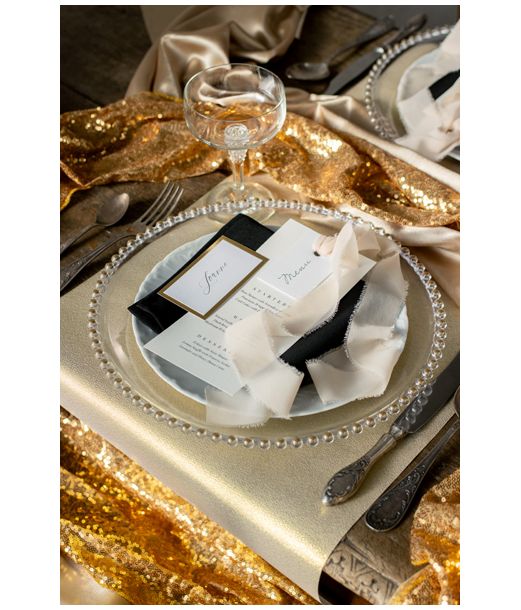 Guld paillet bordløber 0,3 x 5 m