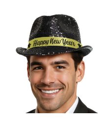Happy New Year hat, sorte pailletter