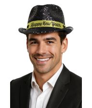 Happy New Year hat, sorte pailletter