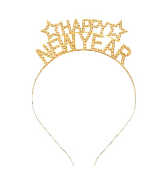 Happy New Year hårbøjle med sten