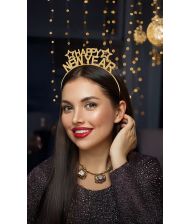 Happy New Year hårbøjle med sten