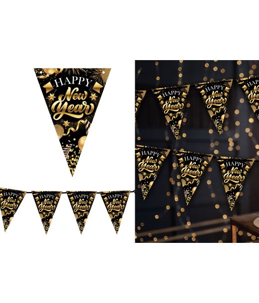 Happy New Year vimpelguirlande, 3 m