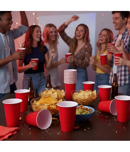 Røde plastik kopper, 40 stk.