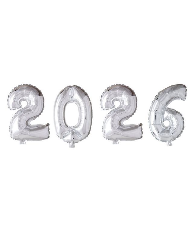 2026 sølv balloner, 41 cm