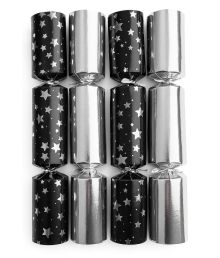 Store nytårs knallerter, sølv og sort stjerner