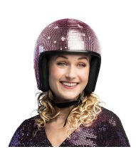 Pink diskokugle hjelm