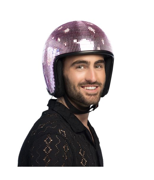 Pink diskokugle hjelm