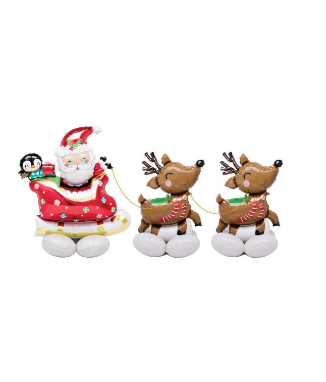 Folieballon Julemand med rensdyr sæt