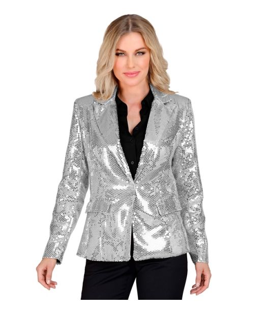 Sølv pailletjakke til kvinder