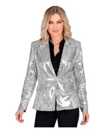 Sølv pailletjakke til kvinder