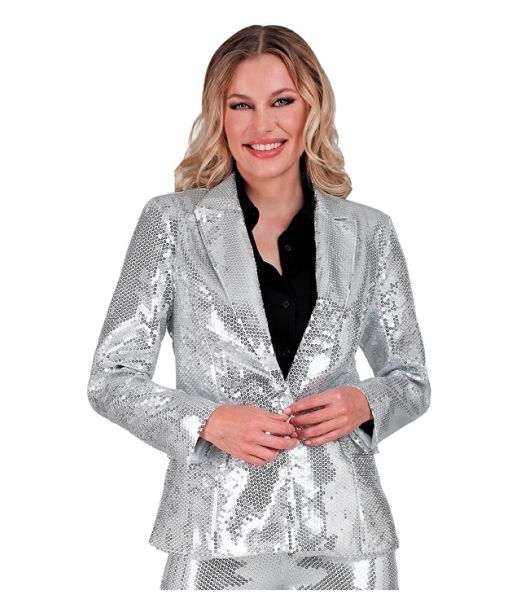 Sølv pailletjakke til kvinder