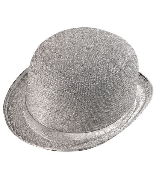 Sølv bowlerhat  med glimmer