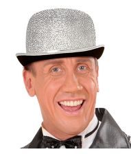 Sølv bowlerhat  med glimmer