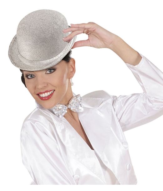 Sølv bowlerhat  med glimmer