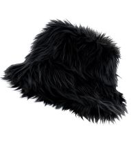 Sort pelshat i kunstpels