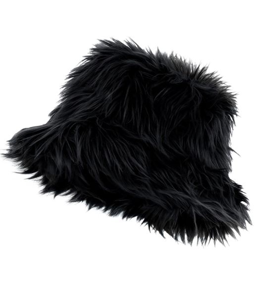 Sort pelshat i kunstpels