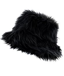 Sort pelshat i kunstpels