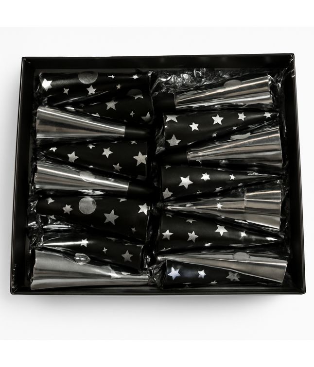 Trækpropper sølv stjerner, 18 stk