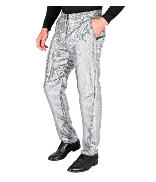 Sølv pailletbukser til mænd