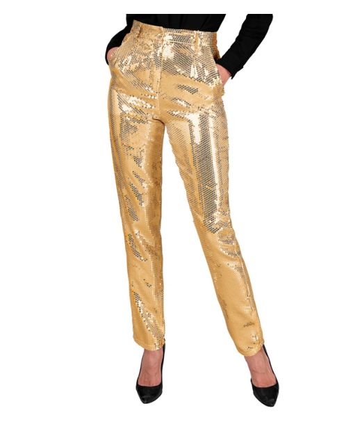 Guld pailletbukser til kvinder