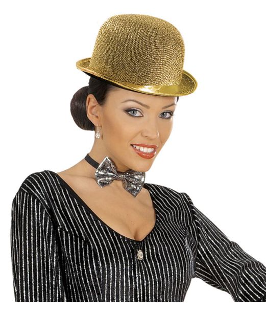 Guld bowlerhat med glimmer