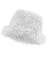 Hvid pelshat i kunstpels.