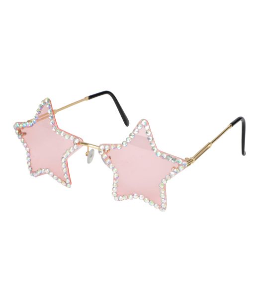 Pink stjerne briller med rhinsten