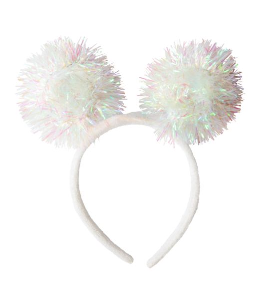 Hårbøjle perlemor pompoms med LED lys