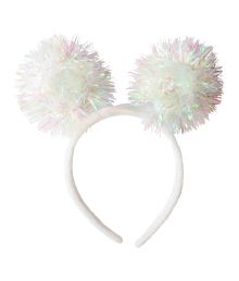 Hårbøjle perlemor pompoms med LED lys