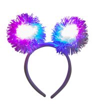 Hårbøjle perlemor pompoms med LED lys