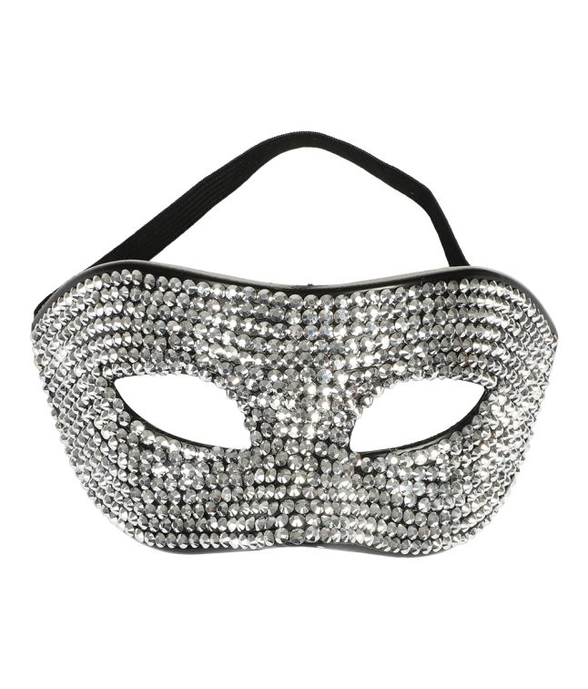Sølv rhinsten halvmaske