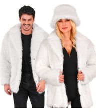 Hvid pelsjakke i kunstpels