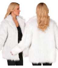 Hvid pelsjakke i kunstpels