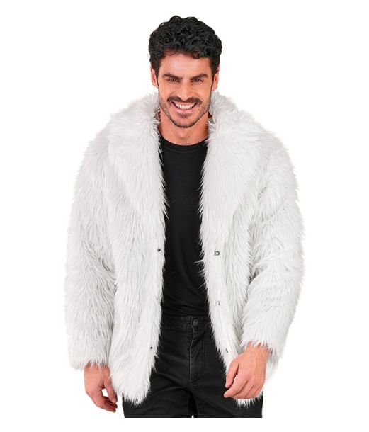 Hvid pelsjakke i kunstpels