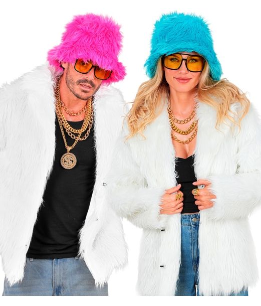 Hvid pelsjakke i kunstpels