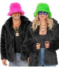 Sort pelsjakke i kunstpels