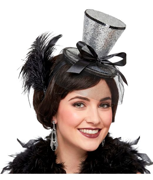 Sølv glimmerhat på hårbøjle