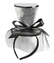 Sølv glimmerhat på hårbøjle