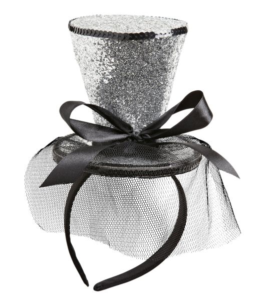 Sølv glimmerhat på hårbøjle