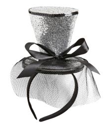 Sølv glimmerhat på hårbøjle