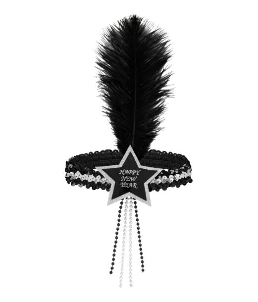 Sølv hårbånd med stjerne og fjer Happy New Year