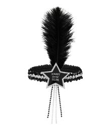 Sølv hårbånd med stjerne og fjer Happy New Year