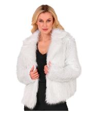 Hvid pelsjakke i kunstpels