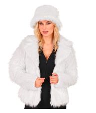 Hvid pelsjakke i kunstpels
