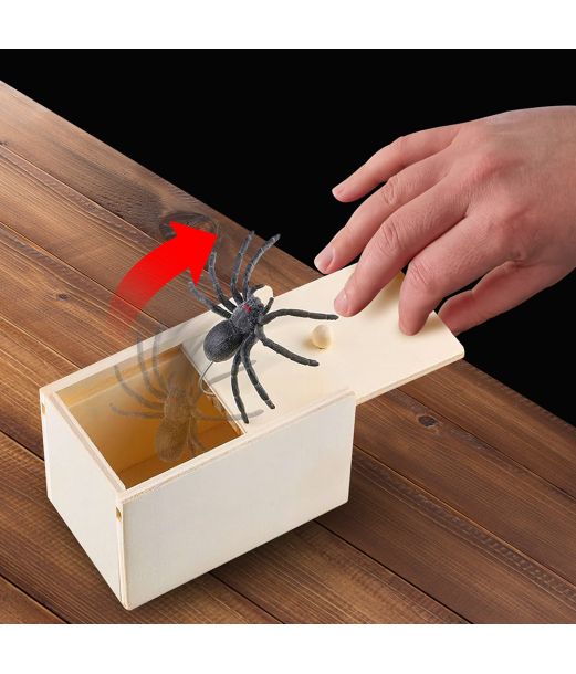 Træboks med edderkop