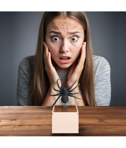 Træboks med edderkop