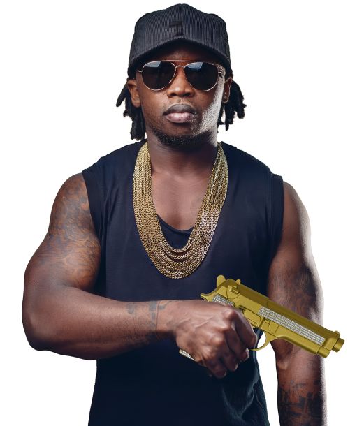 Guld pistol med sten