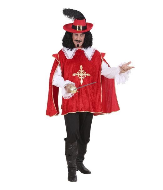 Rødt musketer kostume til voksne